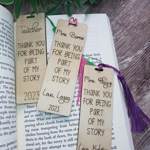 Thank you for being part of my story personalized bookmark for Teachers and music teacher
