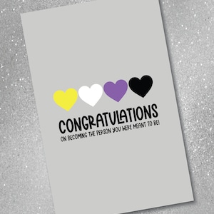 Carte de support non binaire, Enby, Carte de vœux, Téléchargement numérique, Carte papier, LGBTQ, Carte non binaire, Support LGBTQ, Au Canada, Poches
