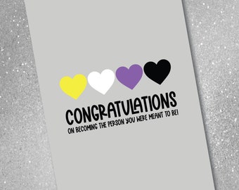 Non Binary Support Card, Enby, Greeting Card, Digital Download, Paper Card, LGBTQ, Non Binary Card, LGBTQ Support, In Canada, Pockets