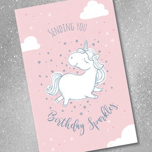 Carte d'anniversaire, carte de voeux, carte papier, téléchargement numérique, carte d'anniversaire fille, au Canada, jolie carte, carte d'anniversaire licorne, carte pour fille