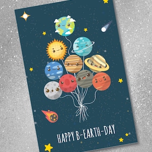 Cartes d'anniversaire, carte de voeux, carte papier, téléchargement numérique, carte d'anniversaire drôle, anniversaire de l'espace, carte d'anniversaire pour enfants, carte pour enfant,