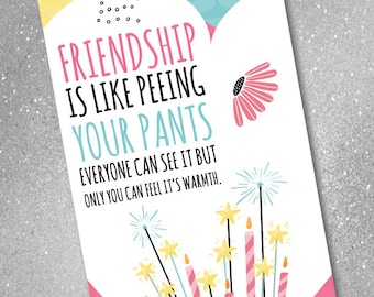 Friend Birthday Card, Greeting Card, Paper Card, Digital Download, Funny Birthday Card, Best Friend Gifts, getting old, peeing your pants