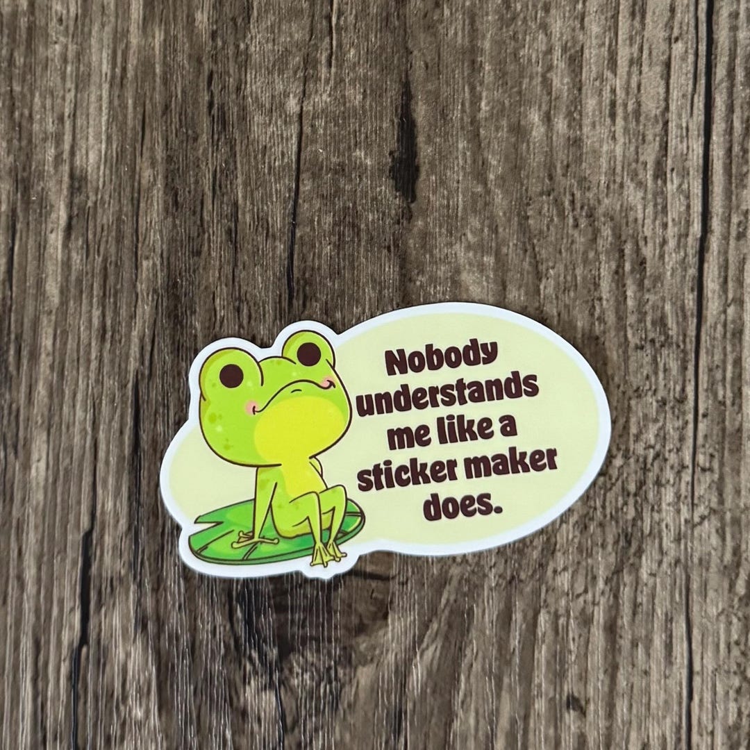 Cute Frog Sticker, Vibes Sticker, Sitcker Maker Sticker, Funny Sticker ...