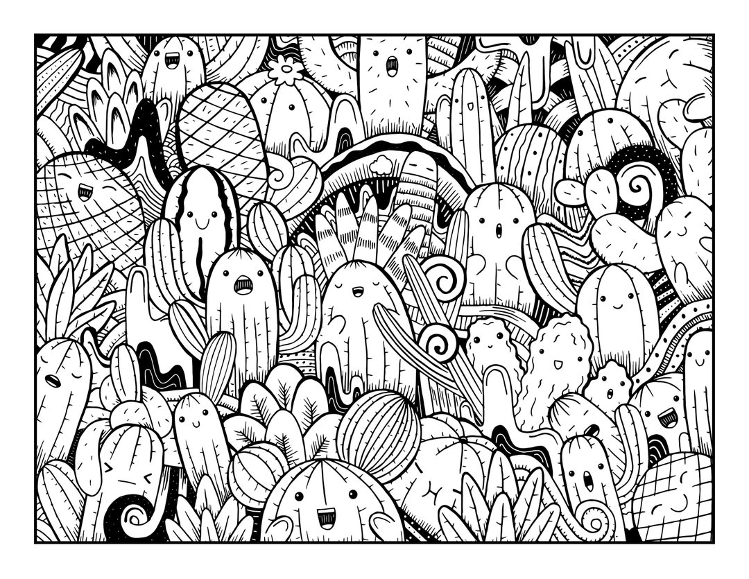 Nature Coloring Page, Nature Printable Coloring Pages, Digital Download ...