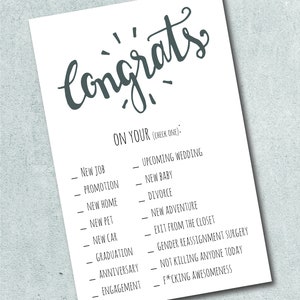 Choisissez votre propre carte, carte de voeux, téléchargement numérique, carte papier, carte drôle, carte mignonne, carte de jeu de mots, carte sarcastique, carte personnalisée, au Canada