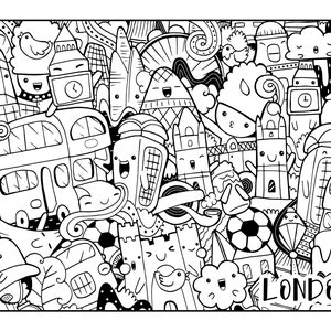 Big City Coloring Page, Landmark Printable Coloring Pages, Digital