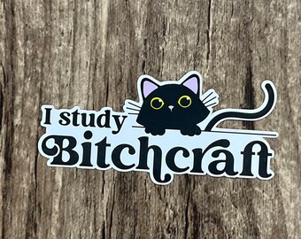 Bitchcraft Sticker, Bitch Sticker, Cute Cat Sticker, Laptop Sticker, Funny cat Sticker, Water Proof, Cat Lover Gift, Die Cut Sticker