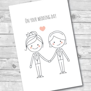 Carte de mariage lesbienne, Carte de vœux, Téléchargement numérique, Carte papier, Mariage lesbien, Mariage LGBTQ, Carte de mariage LGBTQ, Au Canada, Lady Suit