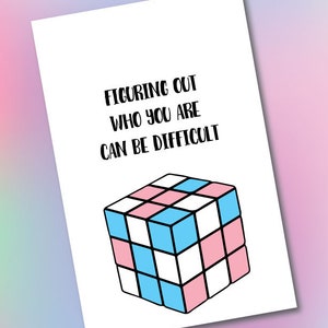 Carte transgenre, Carte de vœux, Téléchargement numérique, Carte papier, Support trans, Carte pronom, LGBTQ, Cartes d’encouragement, Au Canada