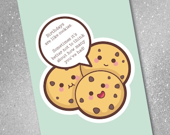 Birthday Cards, Greeting Card, Paper Card, Digital Download, Funny Birthday Card, In Canada, cookie lover, Card for birthday