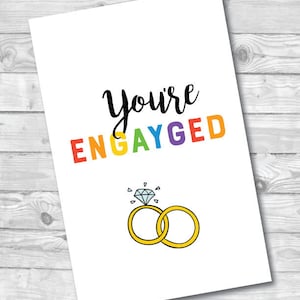 Carte de mariage gay, Carte de vœux, Téléchargement numérique, Carte papier, Fiançailles lesbiennes, Mariage LGBTQ, Fiançailles LGBTQ, Au Canada