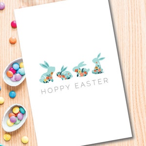 Carte de Pâques, carte de voeux, carte en papier, téléchargement numérique, lapin de Pâques, panier de Pâques, carte pour ami