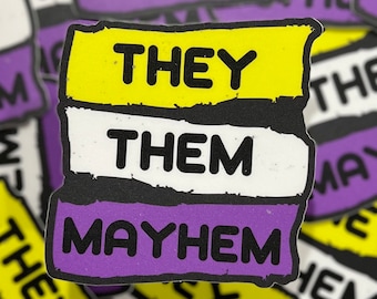 Sticker They Them, Sticker pronom, Stickers pronom, Sticker fierté, non binaire, pronom non binaire, résistant à l'eau, cadeau pour quiconque, chaos