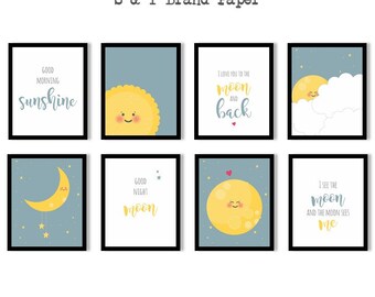Digital art download, Digital Art, Digital Art Print, Moon Nursery, Nursery Prints, Nursery Wall Art, Moon Prints, Moon, Choose 8