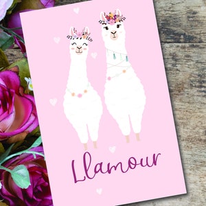 Carte de lama, carte de Saint-Valentin drôle, Saint-Valentin, amour, mignon, carte pour elle, carte pour lui, couples, téléchargement numérique, carte papier, alpaga