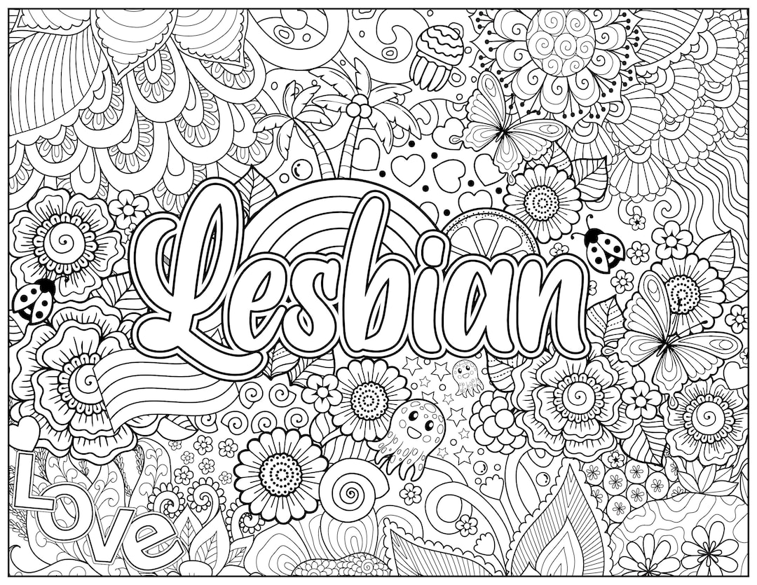 Lesbian Colouring, Pride Coloring, Printable Colouring Page, Printable