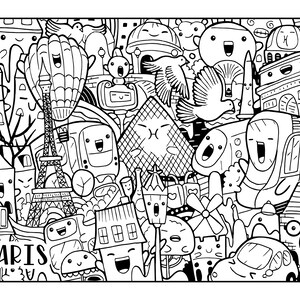 Big City Coloring Page, Landmark Printable Coloring Pages, Digital
