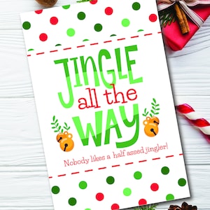 Jeu de mots de Noël, carte de voeux, téléchargement numérique, carte en papier, jolie carte, carte drôle, carte de Noël, carte de vœux, jingle jusqu'au bout