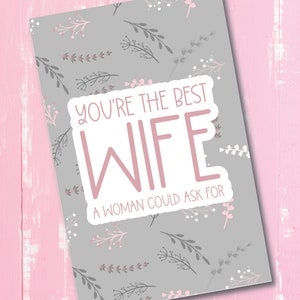 LGBTQ Card, Wife Card, Valentine's Day, Love, Cute, Digital Download, Paper Card, Cute Card, Couples Card, Card for her, Lesbian Card