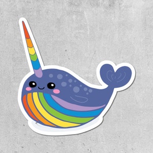 Die Cut Stickers, Die Cuts, Laptop Sticker, Decal, Sticker, Sticker Cute, Bumper Sticker, Water Proof, Pride, Gay, Rainbow, Narwhal