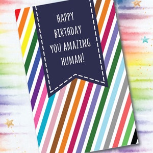 Carte d’anniversaire de fierté, carte de vœux, téléchargement numérique, carte papier, carte LGBTQ, soutien LGBTQ, carte gay, soutien gay, au Canada