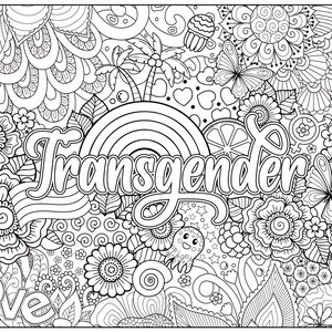 Trans Colouring, Pride Coloring, Printable Colouring Page, Printable Coloring, LGBTQ Coloring, Pride Colour, Digital Download, Transgender