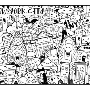 Big City Coloring Page, Landmark Printable Coloring Pages, Digital