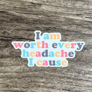 Sticker mal de tête, Sticker typographie, Sticker rétro, Die Cut, Sticker pour ordinateur portable, Sticker mignon, Cadeau pour lui, Cadeau pour elle, Santé mentale