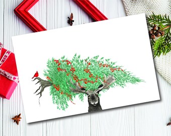 Moose Card, Canada Moose, Greeting Card, Digital Download, Paper Card, Cute Card, Funny Card, Christmas Card, Holiday Card