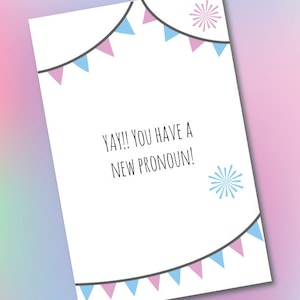 Carte transgenre, Carte de vœux, Téléchargement numérique, Carte papier, Support trans, Carte pronom, LGBTQ, Cartes d’encouragement, Au Canada
