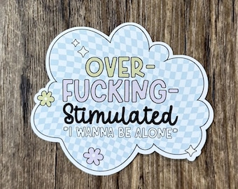 Overstimulated Sticker, Overwhelmed Sticker, Exhausted Sticker, Mental Health Sticker, Cute Sticker, Leave Me Alone, Over it Sticker