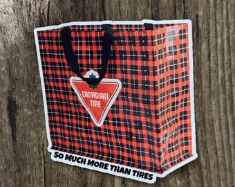 Plaid Bag Sticker, CDN Tire Sticker, Shopping Bag Sticker, Canadian Show Sticker, Canadian Show, Gift for Her, Gift for Him