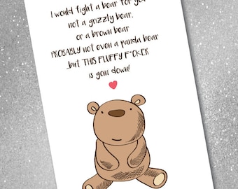 Birthday Cards, Greeting Card, Paper Card, Digital Download, Funny Birthday Card, In Canada, funny card, Teddy Bear Card, Card for friend