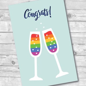 Carte de mariage gay, carte de voeux, téléchargement numérique, carte papier, mariage lesbien, mariage LGBTQ, mariage des fiertés, carte de mariage LGBTQ, au Canada