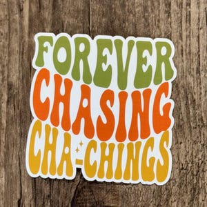 Sticker Cha Ching, Sticker amusant, Sticker typographie, Sticker rétro, Cadeau pour elle, Cadeau pour un ami, Sticker drôle, Petite entreprise