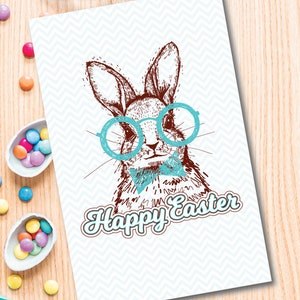 Carte de Pâques, carte de voeux, carte en papier, téléchargement numérique, lapin de Pâques, carte de Pâques pour la famille, carte pour un ami
