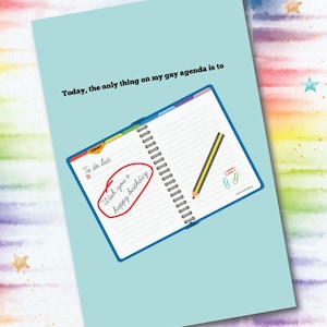 Gay Agenda / Lesbian / Birthday Greeting Card / Physical or Digital Download