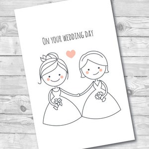Carte de mariage lesbienne, Carte de vœux, Téléchargement numérique, Carte papier, Mariage lesbien, Mariage LGBTQ, Carte de mariage LGBTQ, Au Canada