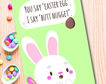 Easter Card, Greeting Card, Paper Card, Digital Download, Easter Bunny, Easter Card for Family, Card for Friend