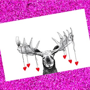 Carte orignal, orignal du Canada, carte de la Saint-Valentin drôle, Saint-Valentin, amour, carte pour elle, carte pour lui, téléchargement numérique, carte en papier, jolie carte