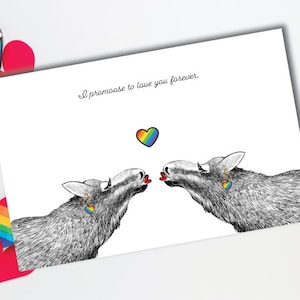 Carte LGBTQ, carte de Saint-Valentin orignal, Saint-Valentin, amour, mignon, lesbienne, carte pour elle, téléchargement numérique, carte papier, jolie carte, orignal du Canada