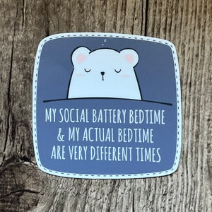 Social Battery Sticker, Tired Sticker, Sleepy Sticker, Laptop Sticker, Funny Sticker, Water Proof, Nap Sticker, Mental Health, Take a Break zdjęcie 1