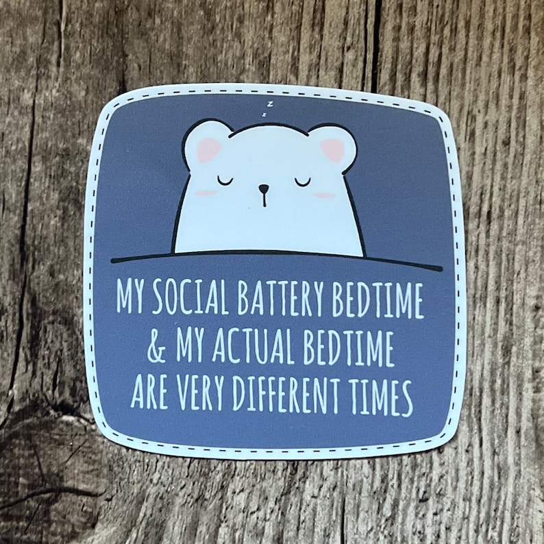 Social Battery Sticker, Tired Sticker, Sleepy Sticker, Laptop Sticker, Funny Sticker, Water Proof, Nap Sticker, Mental Health, Take a Break zdjęcie 1