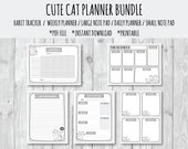 Downloadable Planner, Printable Planner Bundle, Planner Bundle, Habit Tracker, Lg Note Pad, Sm Note Pad, Cute Cat, Downloadable Planner