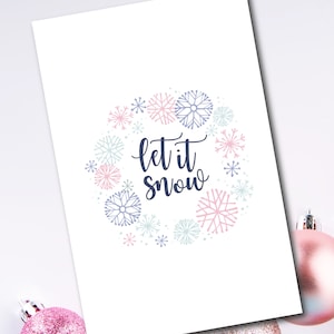 Qu'il neige, carte de voeux, téléchargement numérique, carte en papier, jolie carte, carte drôle, carte de Noël,