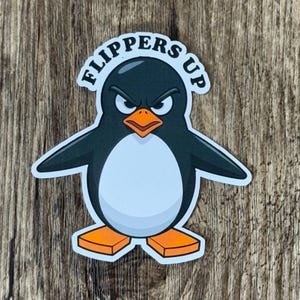 Sticker pingouin, Sticker tarif, Sticker fabriqué au Canada, Sticker Canada, Sticker palmes vers le haut, Coudes levés, Sticker politique américain