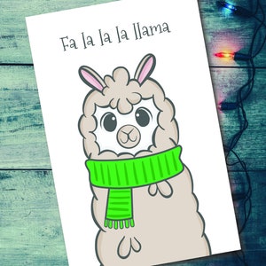 Carte de voeux, téléchargement numérique, carte en papier, jolie carte, carte drôle, carte de Noël, carte de vœux, carte de lama, carte de Noël de lama