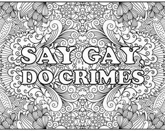 Gay Ausmalbilder, Pride Färbung, druckbare Ausmalseite, druckbare Färbung, LGBTQ Färbung, digitaler Download, Be Gay Do Sins