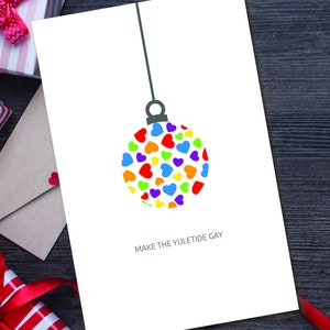 carte de vacances lgbtq, cartes de vacances gay, carte de Noël gay, ornement de Noël gay, Gay Tree, Téléchargement numérique, Carte papier