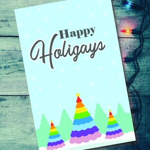 carte de vacances lgbtq, cartes de vacances gay, carte de Noël gay, arbre de Noël gay, arbre gay, téléchargement numérique, carte papier